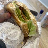 vegan feast with added seitan  at Bagelman - Bond St in Brighton