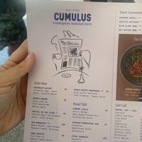 Menu  at Cumulus Bali  in Canggu