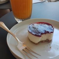 Vegan cheesecake with raspberry/strawberry topping at Rose and Vanilla  in Amsterdam