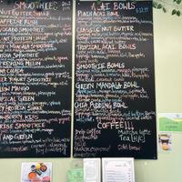 Wall menu for smoothies and bowls at Green Mandala in New York City