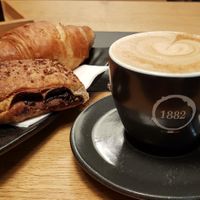 Vegan pastries and soy capuccino at Caffe Vergnano in Bari