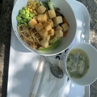 Vegan bibimbap comes with miso soup  at Fusian Experience in Winnipeg
