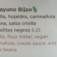 Desayuno Bijao (menu extract) at El Trapiche - Albrook Mall in Panama City