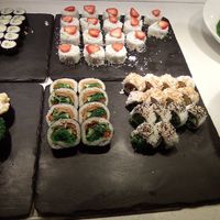 Vegan sushi: banana strawberry, and mixes of vegetables and tofu at Itsudemo Iso Myy   in Joensuu