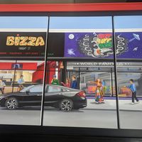 Art inside at Bizza in San Mateo