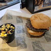 Blackbean burger with black bean salad at The Pharmacy Burger in Nashville