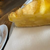 Vegan apple cake with oat milk babyccino   at Hoffmanns Sonnenhaus in Moenchengladbach