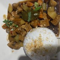 Abodo tofu with rice   at Zanenza's in Panglao