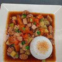 Vegan Adobo with homemade Tofu at Zanenza's in Panglao