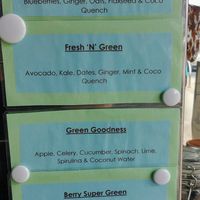 Smoothie menu at New Harvest Organic Greengrocer in Seaford