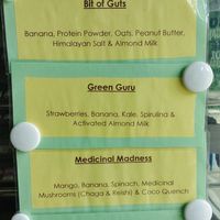 Smoothie menu at New Harvest Organic Greengrocer in Seaford