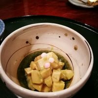 tofu bamboo shoot starter (tastes like avocado) at Tosuiro in Kyoto