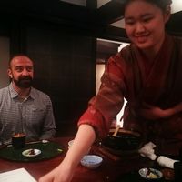 our server...who was really sweet and helpful at Tosuiro in Kyoto