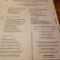 Separate vegan/veggie menu at The Rising Sun in Christchurch
