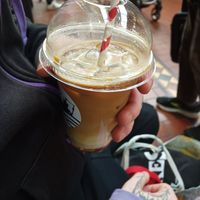 Iced oat latte with caramel syrup at Bodega Coffee in Dublin