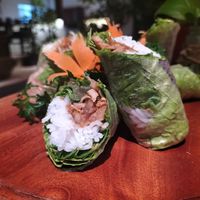 Roasted rice rolls at Shamballa Vegetarian Restaurant & Greenhouse in Da Nang