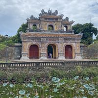 If you leave the citadel through this gate (West Gate/Chuong Duc Gate) and follow the street directly opposite, you get to The Garden Café & Vegetarian Food  at The Garden Cafe & Vegetarian Food in Hue