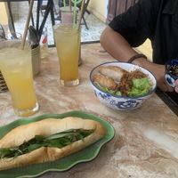 Tofu Bahn Mi and Spring Roll Noodles  at The Garden Cafe & Vegetarian Food in Hue