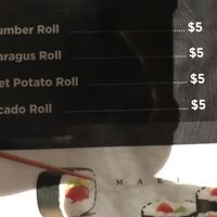 Vegetarian sushi options at Saku Sushi  at Saku Sushi in Rocky Mount