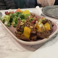 Crispy chilli ‘beef'  at Meat The Vegans in North West London