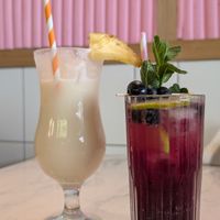 Mocktails , Piña collada and Blueberry at Meat The Vegans in North West London