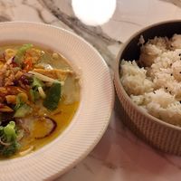 Thai Green Curry with jasmine rice at Meat The Vegans in North West London