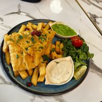 Fish and chips at Meat The Vegans in North West London