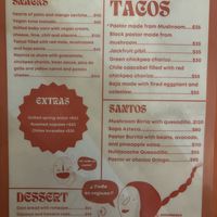 Menu  at Taco Santo in Mexico City
