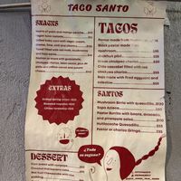 Menu  at Taco Santo in Mexico City
