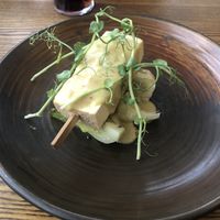 Smoked tofu skewers  at Great Western Hotel  in Newquay