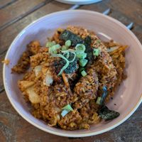 Kimchi fried rice (ask for without the egg) at Wasp & Sprout in Nairobi