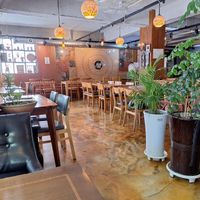 The dining area is nicely decorated at Rajmahal in Jeju