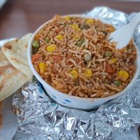 Veggie Biryani (takeaway) with nan bread at Rajmahal in Jeju