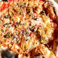 Di fungi with vegan cheese at Fat Olives in Flagstaff