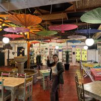 the back of the pizzeria is connected to other restaurants at eslais pizza in Villa De Leyva