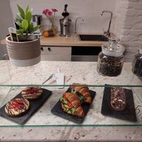 Sweets and sandwich at Booch Cafe in Riga