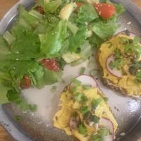 Tofu “egg” €9  at Booch Cafe in Riga