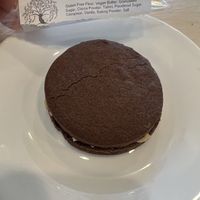 Chocolate tahini sandwich cookie ($4)  at Morning Bell Coffee Roasters in Ames