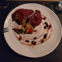 2 red pears at Vinterhagen Restaurant & Peisen Bar in Longyearbyen