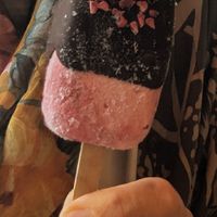 Vegan raspberry ice cream at Dora The Cook in Krakow