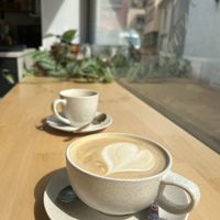 Delicious oat cappuccino. More plantbased milk available as well    at Cafe N°12 in Diekirch