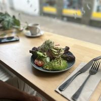 “Tuna” on homemade bread with loads of veggies and fresh avocado   at Cafe N°12 in Diekirch