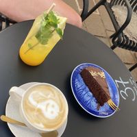 Cake coffee and passionfruit shorle.  at Cafe N°12 in Diekirch