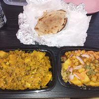 Potato fry, roti, and aloo chat at Sai Ram Indian Cuisine in Appleton