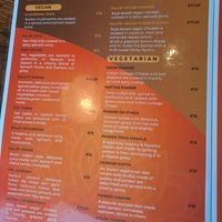 Vegan menu at Indian Summer in Enschede