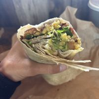 Vegan egg, cheese and sausage, plus mushroom, avocado and arugula   at Roots Gastrohub in Grand Junction