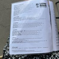 Menu - V denotes vegan items, others can be adapted   at Lucky Seb's in Lawrence