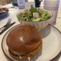 Korean chicken sandwich with green goddess salad   at Planta Cocina - Marina del Rey in Marina Del Rey