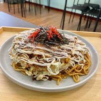 Modanyaki (very filling)   at Hola Vege - 歐拉蔬食工坊 in Kaohsiung