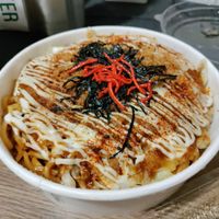 Okonomiyaki on a bed of noodles at Hola Vege - 歐拉蔬食工坊 in Kaohsiung